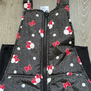 Girls 6X Disney Minnie Mouse Snow Pants Adjustable Bibs Gray Pink